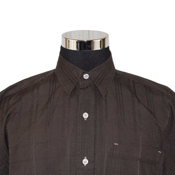 Orvis Large Brown Windowpane Short Sleeve Button Front Casual Lounge Shirt - Picture 4 of 11